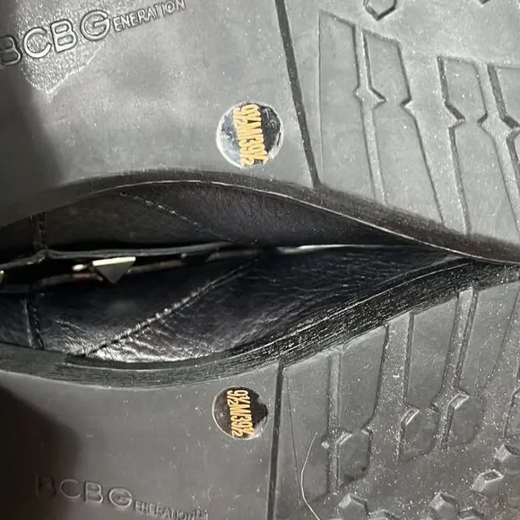 BCBG Leather Buckram Option HEELED LOW BOOTS w/studs & buckles like new - Picture 6 of 7